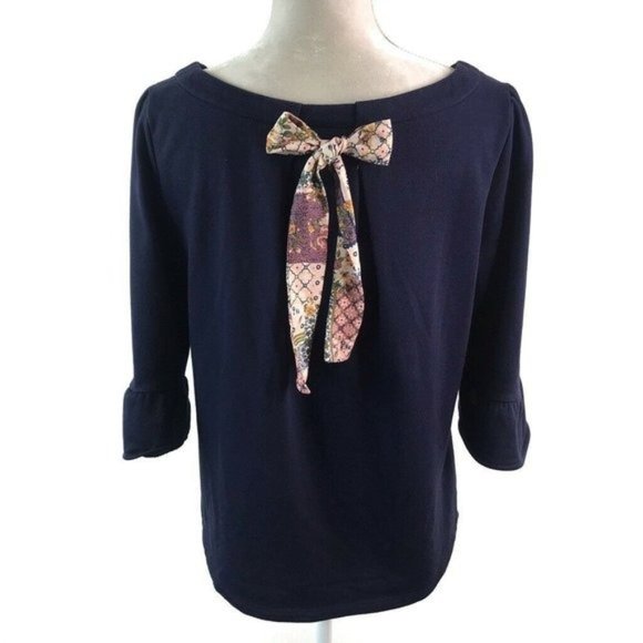 ModCloth- Jewel Neck 3/4 Ruffle Hem Top - Picture 6 of 9